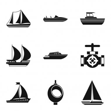 Nehir havzası Icons set, basit tarzı