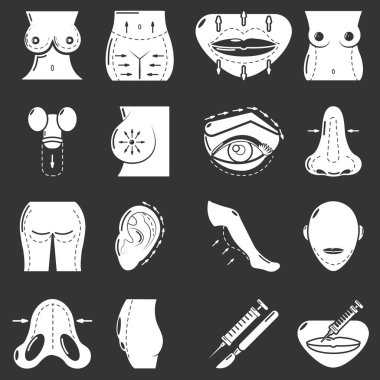 Gri vektör vücut parçaları Icons set