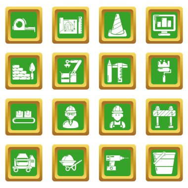 Yeşil kare vektör yapı işlemi Icons set