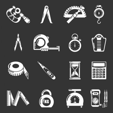Ölçü hassas Icons set gri vektör