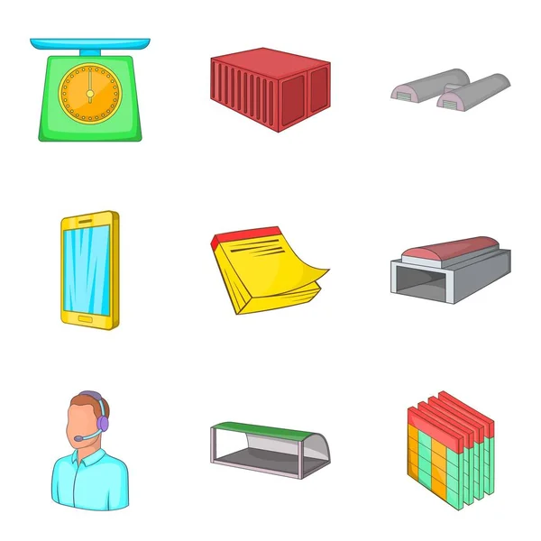 UBA-Boekendepot iconen set, cartoon stijl — Stockvector