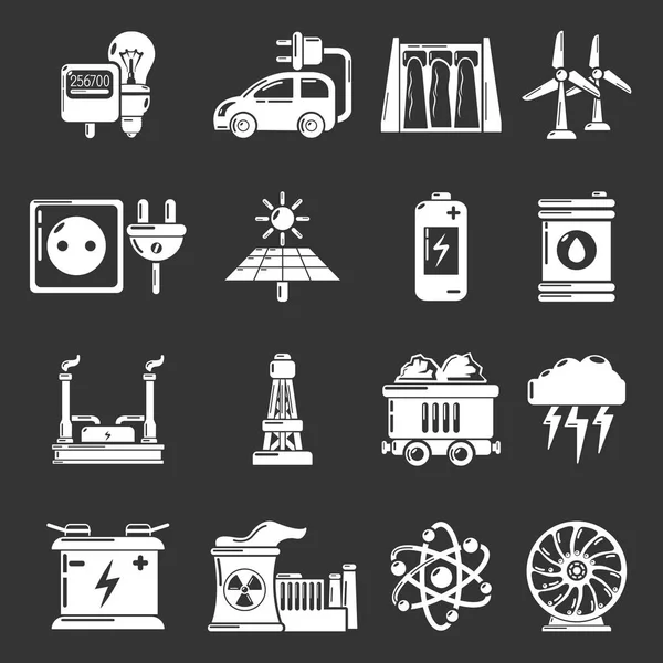 Iconos de fuentes de energía conjunto vector gris — Vector de stock
