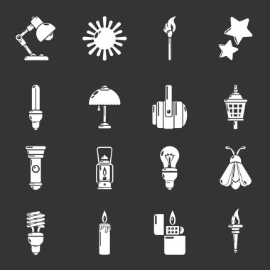 Gri vektör ışık kaynağı Icons set