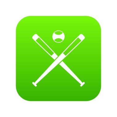 Çapraz beyzbol sopaları ve topu simgesini dijital yeşil