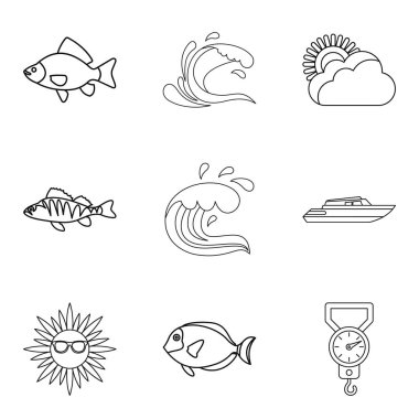 Nem ölçer Icons set, anahat stili