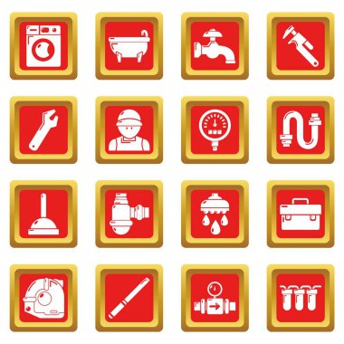 Kızıl Meydan vektör tesisatçı sembolleri Icons set