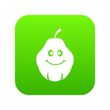 Gülümseyen Ayva meyve simgesi dijital yeşil