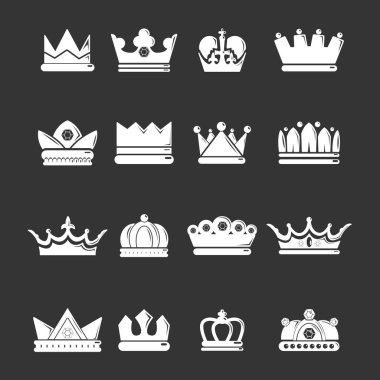 Gri vektör taç altın Icons set