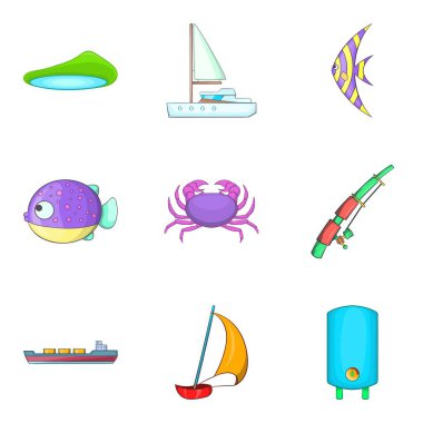 Offshore Icons set, karikatür tarzı