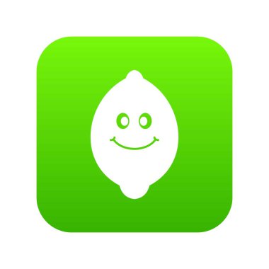 Gülümseyen limon meyve simgesi dijital yeşil