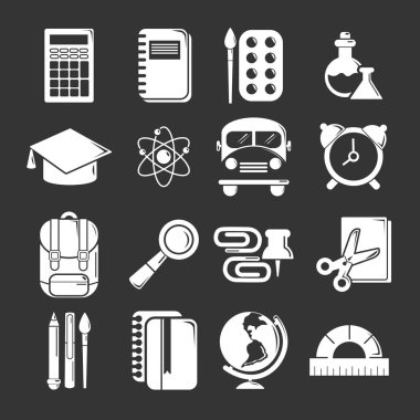 Gri vektör okul eğitim Icons set