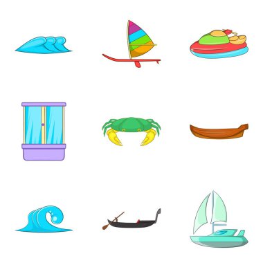 Su ayna Icons set, karikatür tarzı