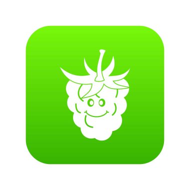 Olgun taze gülümseyen ahududu simgesi dijital yeşil