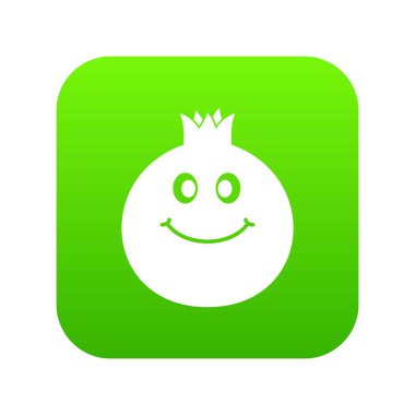 Olgun gülümseyen nar meyve simgesi dijital yeşil