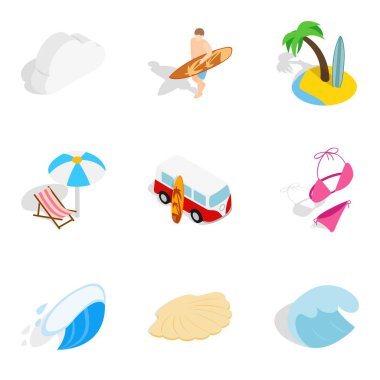 Nehir akışı Icons set, izometrik stili