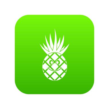 Gülümseyen ananas simgesi dijital yeşil