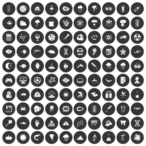 Siyah Daire 100 araştırma Icons set — Stok Vektör