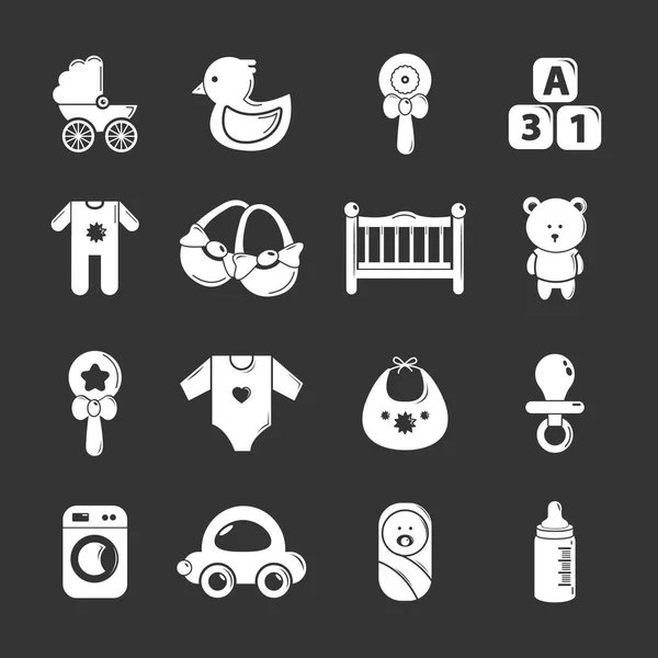 Ensemble d'icônes de bébé vecteur gris — Image vectorielle