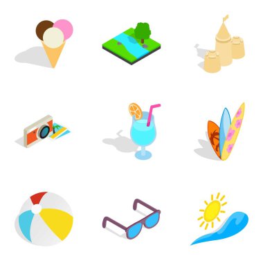 Su yolculuk Icons set, izometrik stili