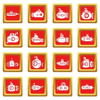 Kızıl Meydan vektör denizaltı Icons set