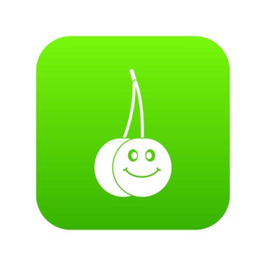 Olgun gülümseyen kiraz simgesi dijital yeşil