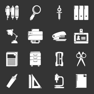Gri vektör Kırtasiye Icons set