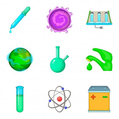 Su güç istasyonu Icons set, karikatür tarzı