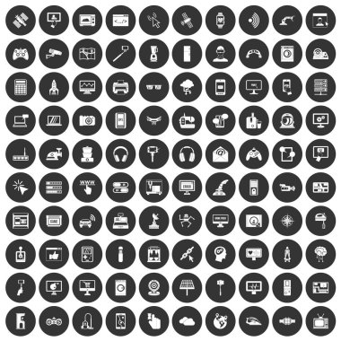 Siyah Daire 100 yazılım Icons set