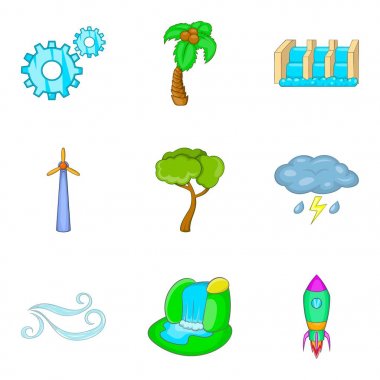 Waterworks icons set, cartoon style clipart
