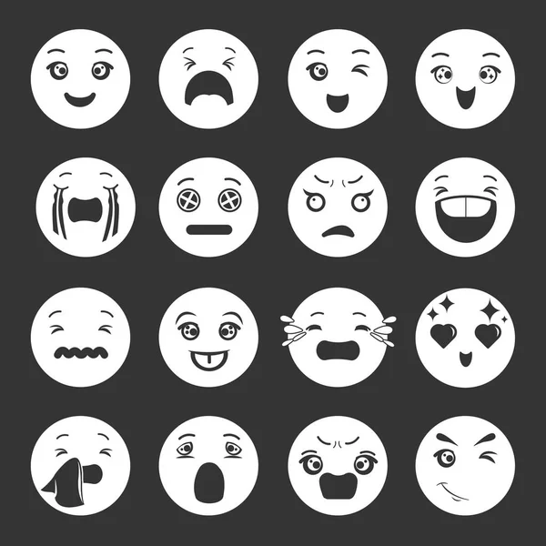 Iconos de sonrisas conjunto vector gris — Vector de stock