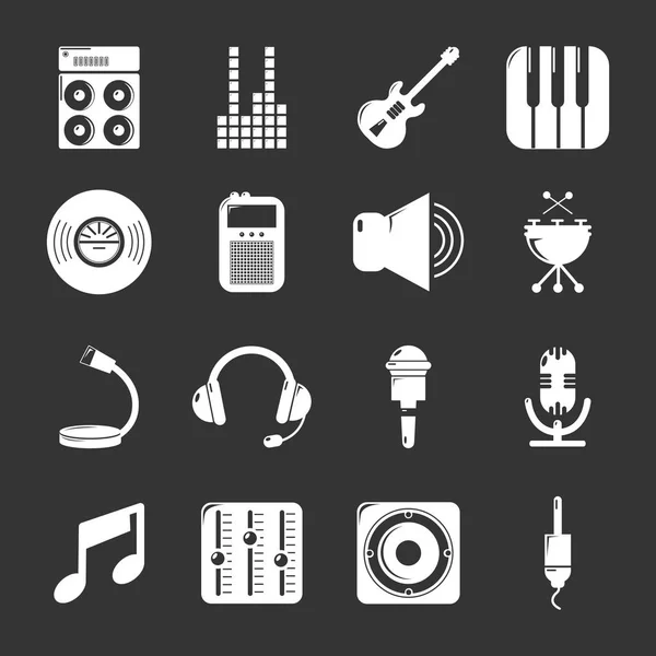 Symboles studio d'enregistrement icônes définir vecteur gris — Image vectorielle