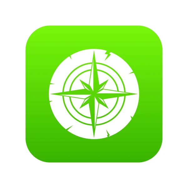 Oude kompas pictogram digitale groen — Stockvector