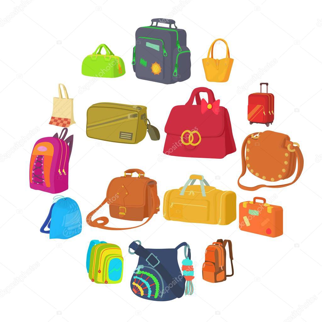 Bag types icons set. Flat illustration of 16 bag types vector icons for web
