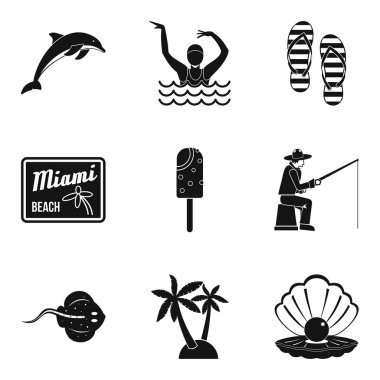 Nehir kıyısı Icons set, basit tarzı