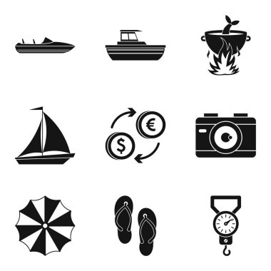 Deniz eğlence Icons set, basit tarzı
