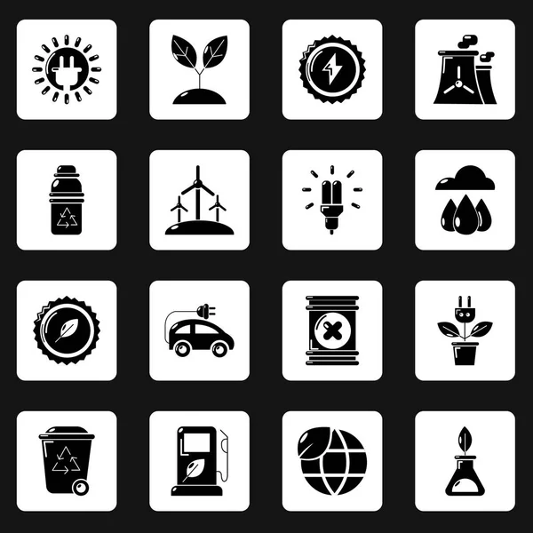 Set di icone dell'ecologia, stile semplice — Vettoriale Stock