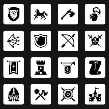 Şövalye Ortaçağ Icons set, basit tarzı