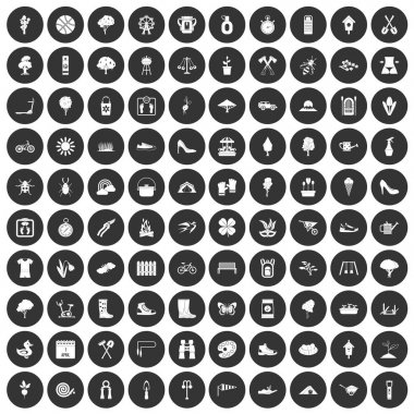 Siyah Daire 100 bahar Icons set