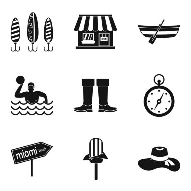 Atıksu Arıtma Icons set, basit tarzı