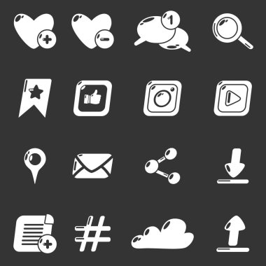 Gri vektör sosyal ağ Icons set
