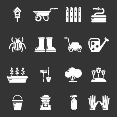 Gri vektör bahçıvan Icons set