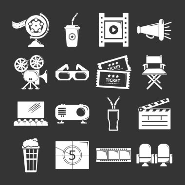 Gri vektör sinema Icons set