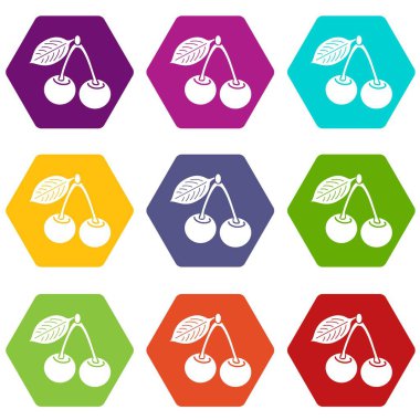 9 vektör kiraz Icons set