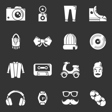 Gri vektör hipster sembolleri Icons set