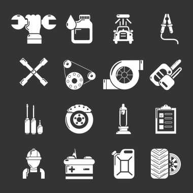 Gri vektör otomatik onarım Icons set