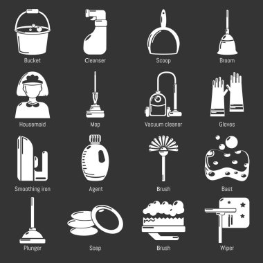 Araçlar simgeleri temizleme gri vektör ayarla