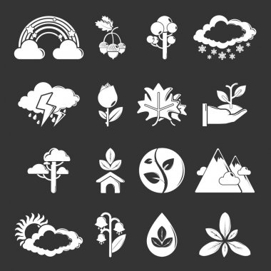 Gri vektör doğa Icons set