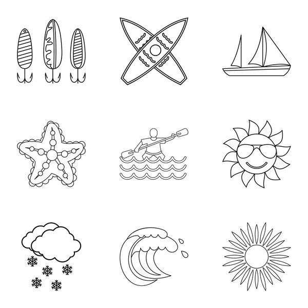 Ensemble d'icônes vitales de l'eau, style contour — Image vectorielle
