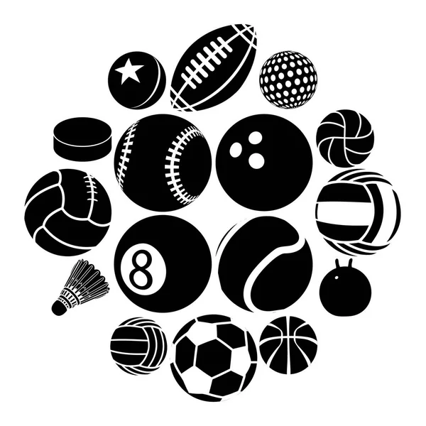 Sport balls icons set play types, simple style