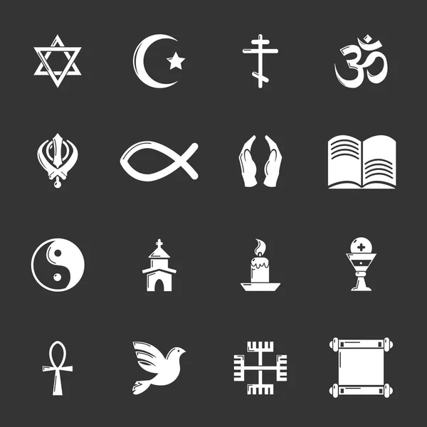 Religion icons set grey vector — Stock Vector